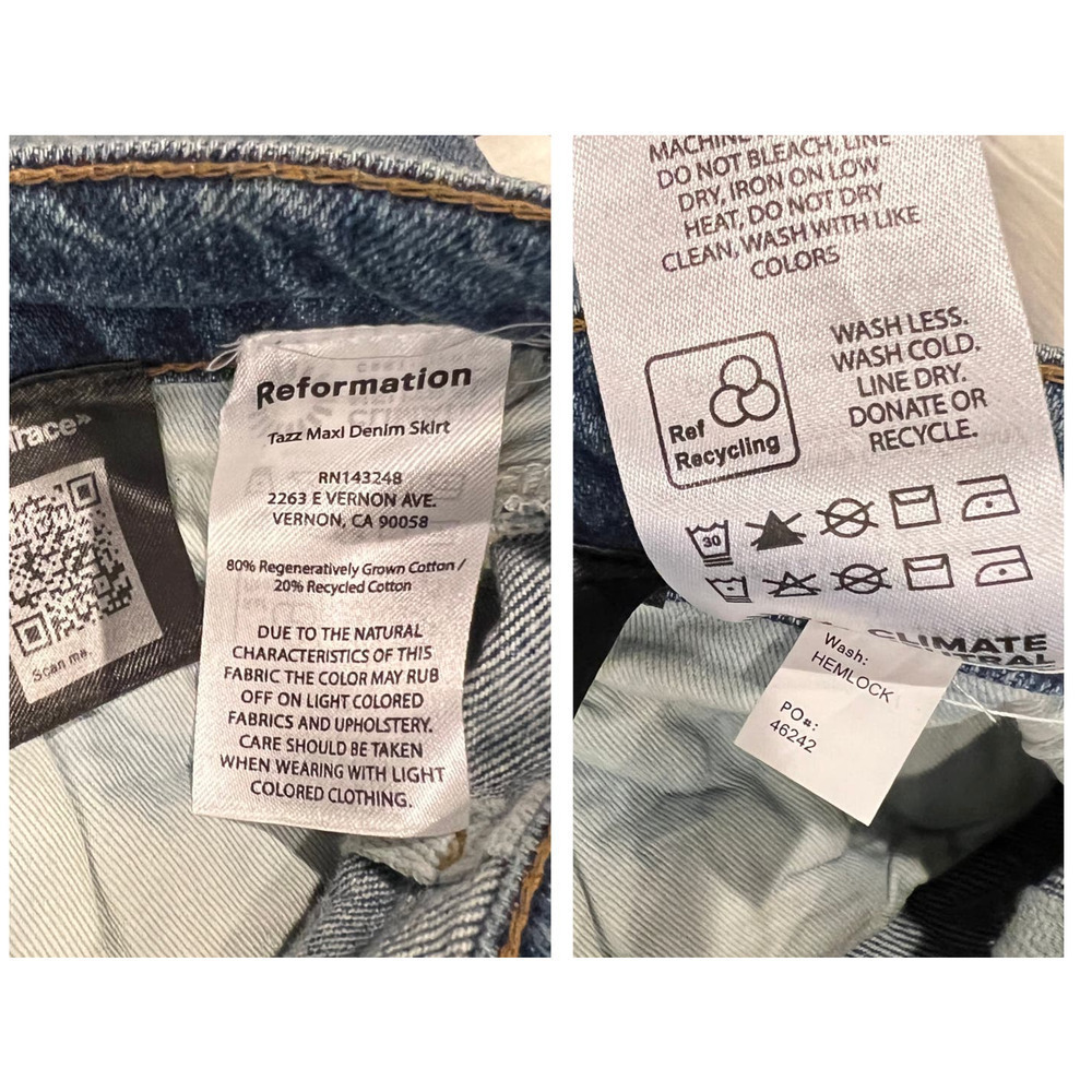 NWT Reformation Tazz Denim Maxi Skirt Size 24 - Picture 6 of 8